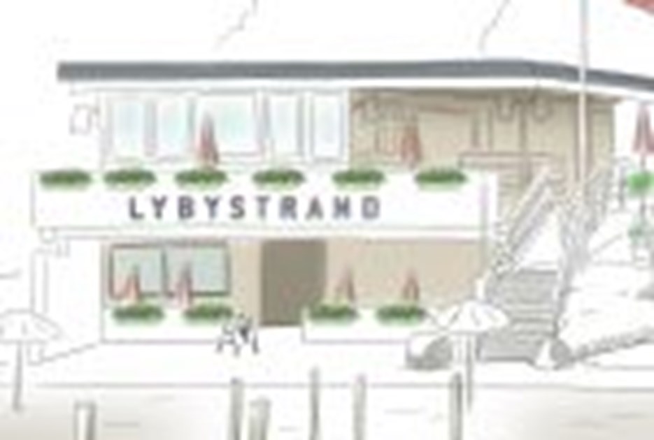 Tegning af restauranten Lyby Strand. Foto: Lyby Strand