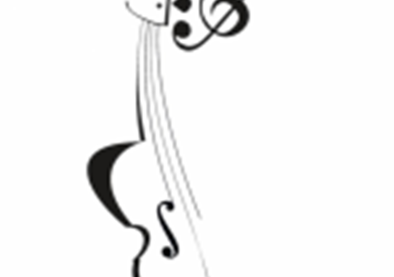 Tegning af cello og g-nøgle. Foto: Skive Kammermusikforening